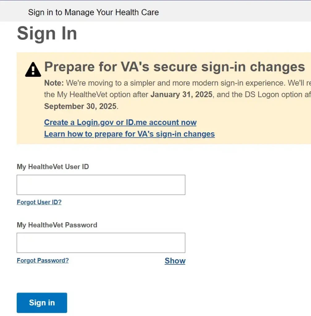My HealtheVet Login