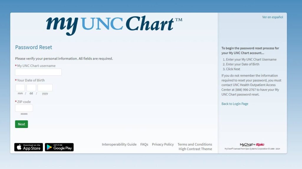 How Do I Reset Myuncchart Password