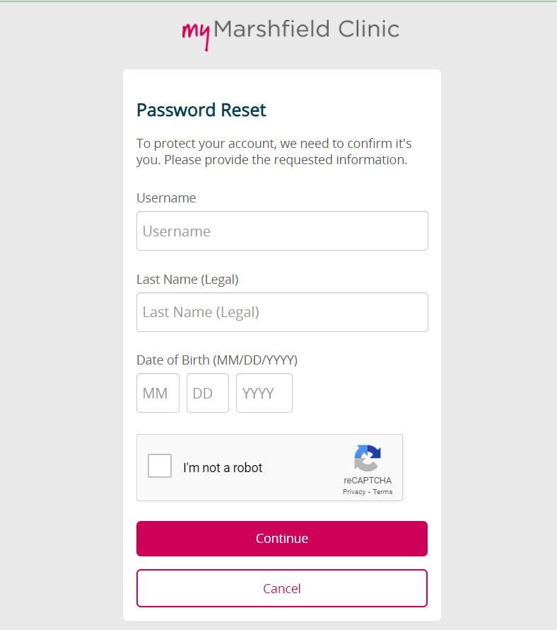 Mymarshfieldclinic Forogot password