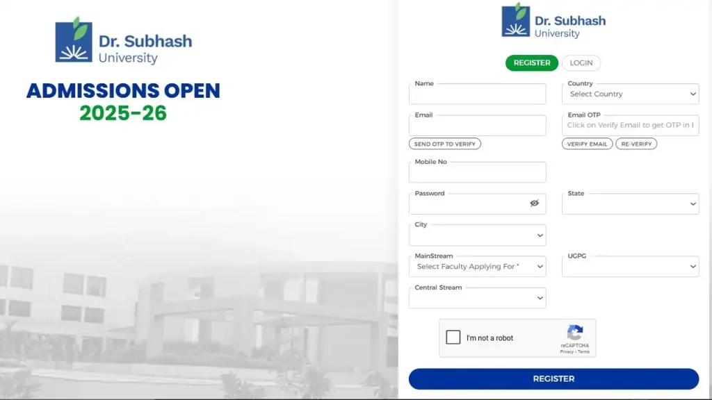 How To Register For Dr. Subhash University Admission